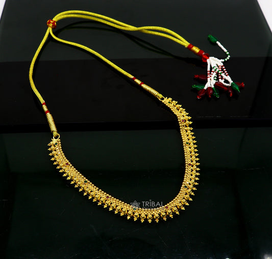 Hallmarked 22kt yellow gold handmade Traditional cultural trendy design necklace set brides tribal ethnic jewelry From India set93 - TRIBAL ORNAMENTS