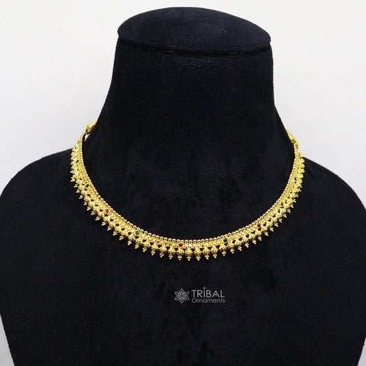 Hallmarked 22kt yellow gold handmade Traditional cultural trendy design necklace set brides tribal ethnic jewelry From India set93 - TRIBAL ORNAMENTS