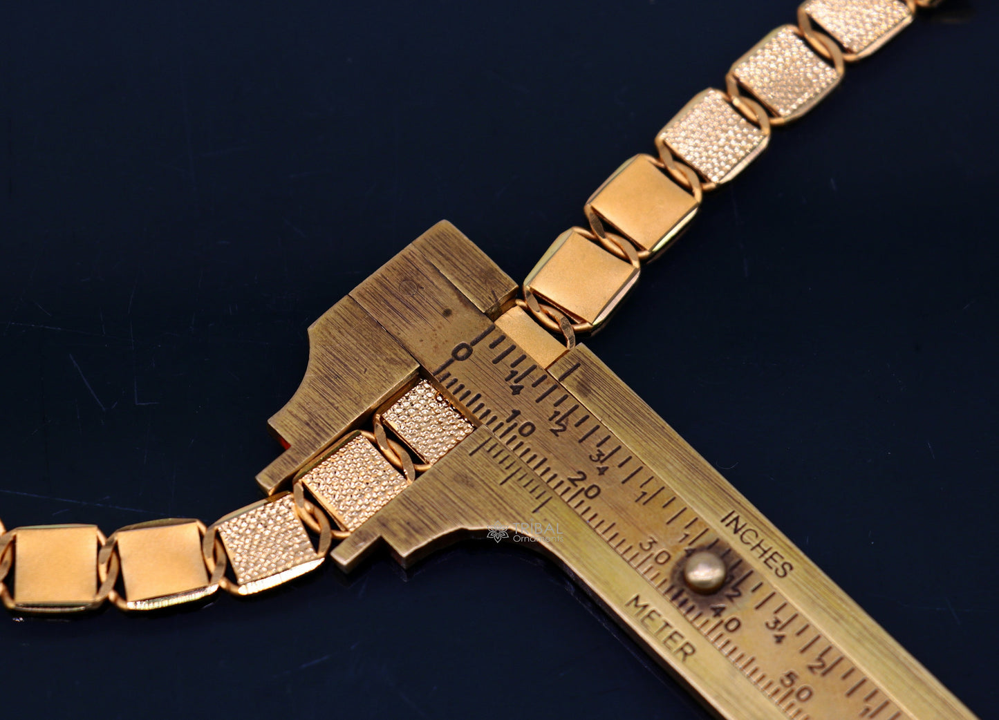 Hallmarked 22kt yellow gold handmade solid gold bar Royal nawabi Chain or Bracelet fabulous diamond cut design men's jewelry gbr42 - TRIBAL ORNAMENTS