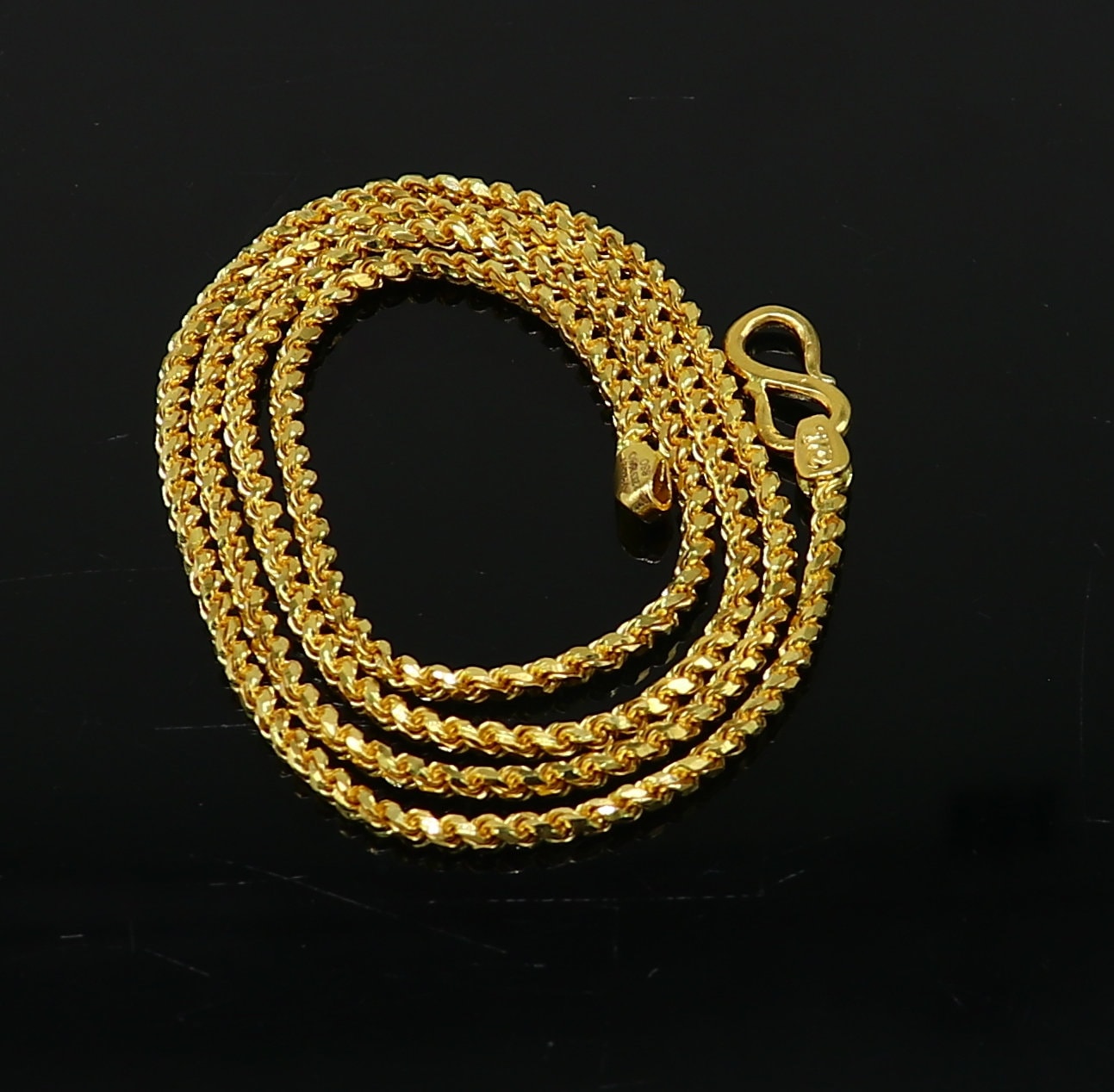 Solid 22k yellow gold handmade fabulous Rope chain necklace excellent gold unisex chain certified best gifting jewelry men's girls gch578 - TRIBAL ORNAMENTS