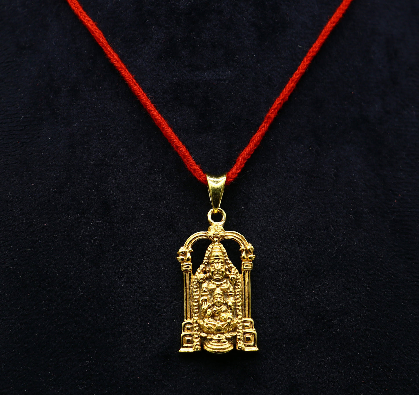 925 sterling silver gold polished divine Hindu idol Tirupati Balaji with goddess Laxmi Pendant, Krishna pendant gifting jewelry nsp593 - TRIBAL ORNAMENTS