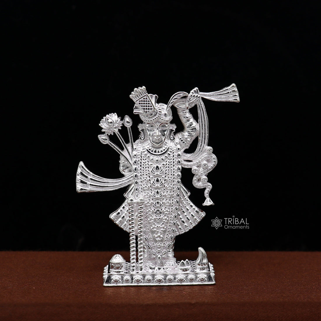 2.0"  925 Sterling silver handmade design Idols Lord Krishna  Shrinathji statue figurine, puja articles decorative gift puja art635 - TRIBAL ORNAMENTS