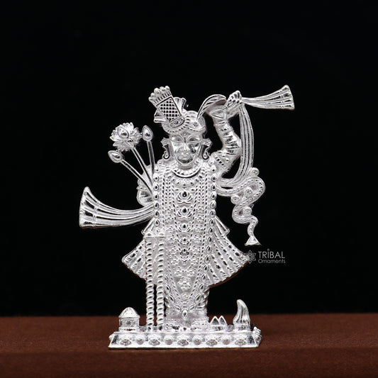 2.0"  925 Sterling silver handmade design Idols Lord Krishna  Shrinathji statue figurine, puja articles decorative gift puja art635 - TRIBAL ORNAMENTS