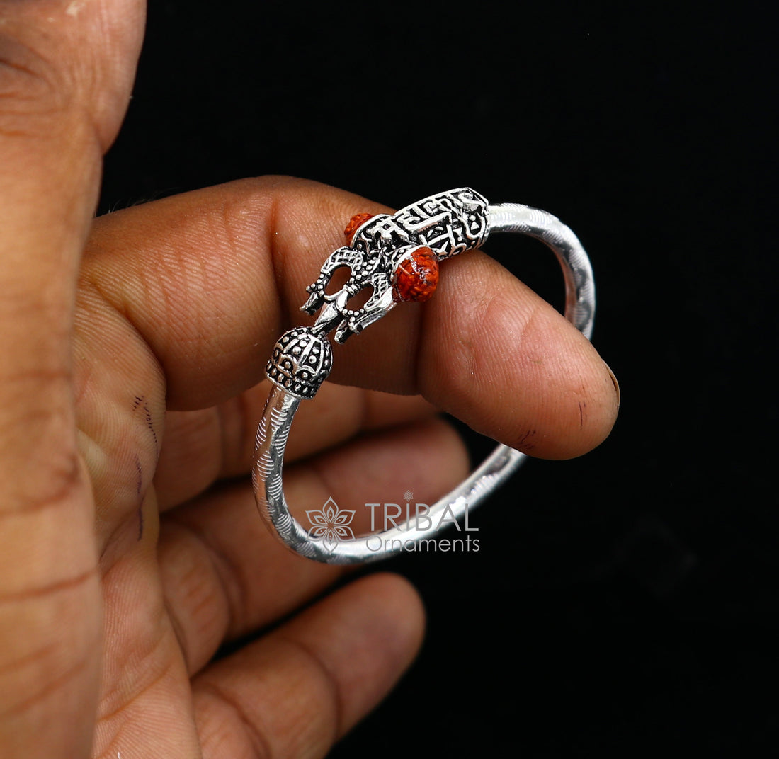 925 sterling silver Handmade gorgeous Lord shiva trident baby bangle bracelet kada, amazing Shiv kada unisex bracelet tribal jewelry nsk684 - TRIBAL ORNAMENTS