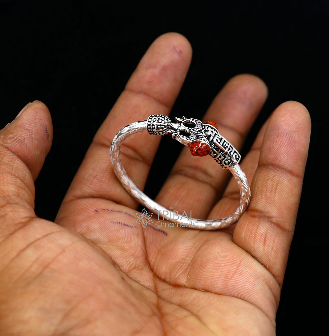 925 sterling silver Handmade gorgeous Lord shiva trident baby bangle bracelet kada, amazing Shiv kada unisex bracelet tribal jewelry nsk683 - TRIBAL ORNAMENTS
