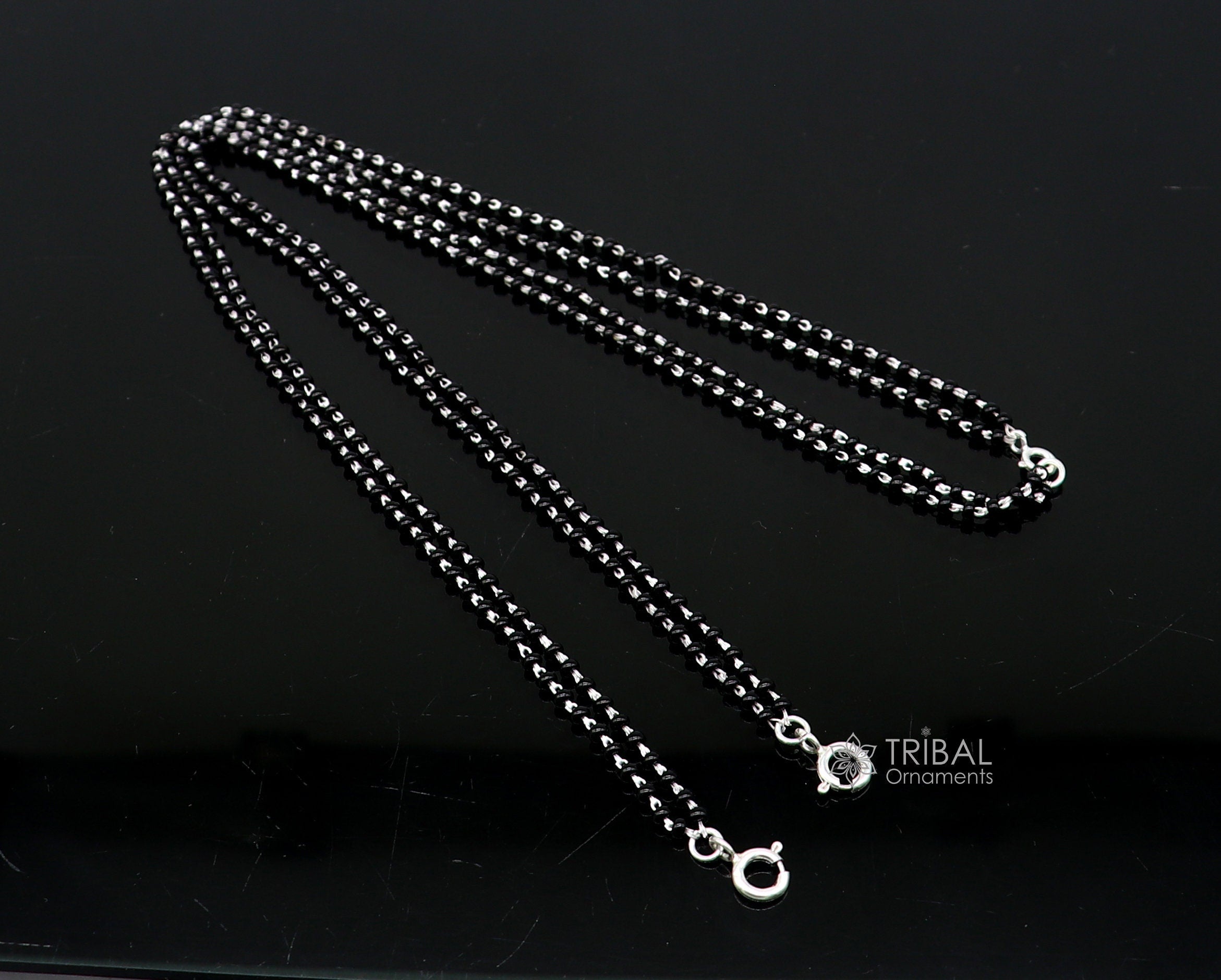 Buy 925 Sterling Silver Black Beads Chain Necklace, Gorgeous Small Jingling  Bells Design Pendant, Traditional Style Chain Beaded Necklace Set228 Online  in India - Etsy