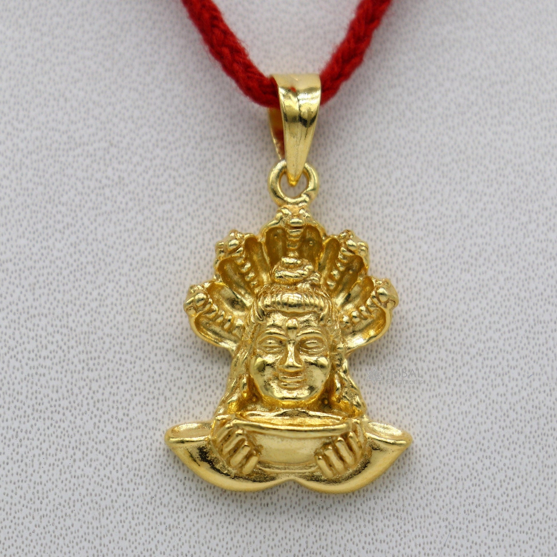 925 sterling silver handmade idol God Shiva pendant, amazing designer gold polished silver mahakal pendant unisex gifting jewelry nsp597 - TRIBAL ORNAMENTS
