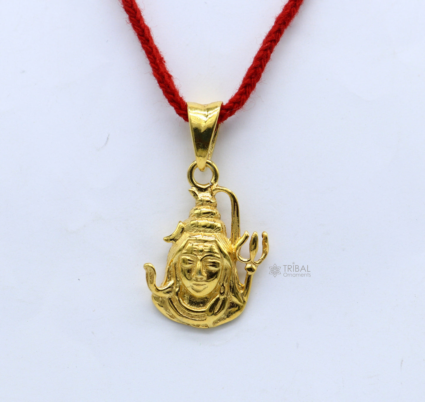 925 sterling silver unique gold polished design idols Lord Shiva pendant, excellent style pendant with trident  unisex divine jewelry nsp600 - TRIBAL ORNAMENTS