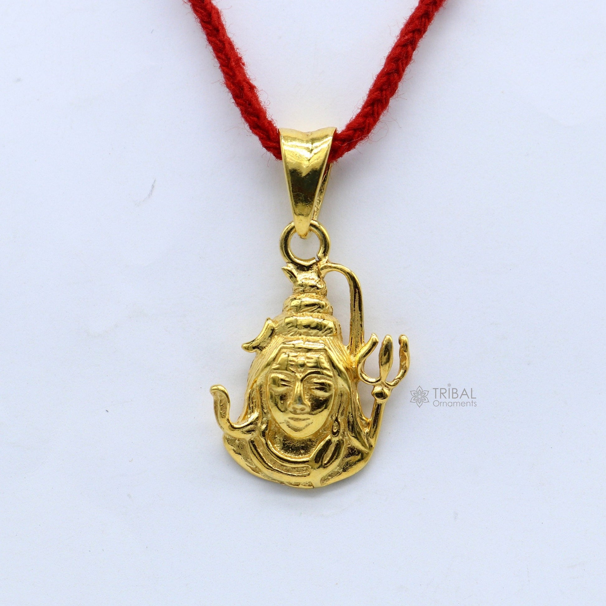 925 sterling silver unique gold polished design idols Lord Shiva pendant, excellent style pendant with trident  unisex divine jewelry nsp600 - TRIBAL ORNAMENTS