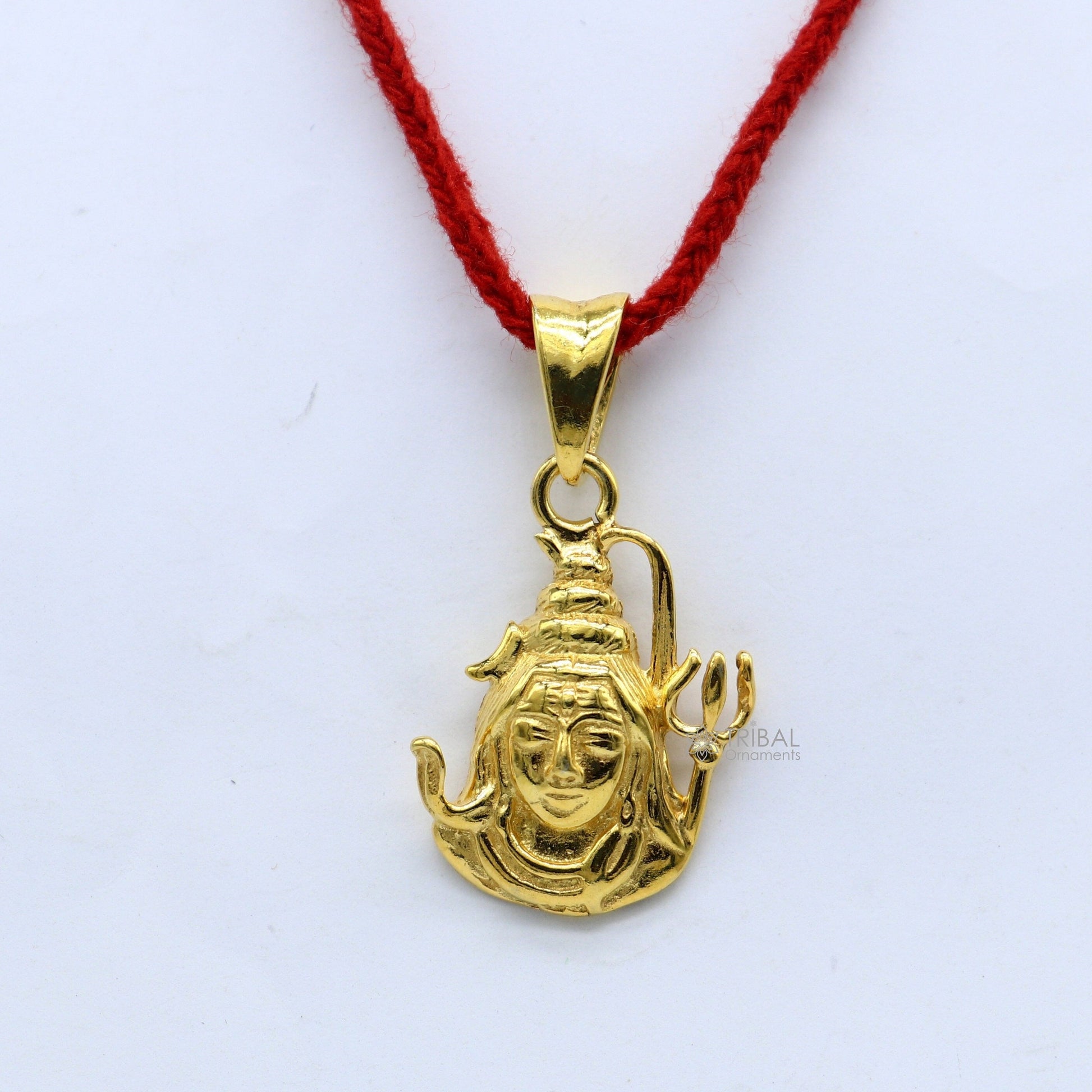 925 sterling silver unique gold polished design idols Lord Shiva pendant, excellent style pendant with trident  unisex divine jewelry nsp600 - TRIBAL ORNAMENTS