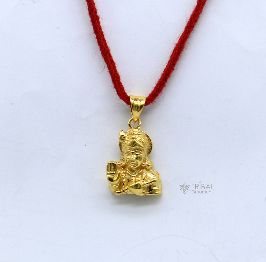 925 sterling silver vintage stylish Hindu idol Divine Krishna Pendant, amazing gold polished design stunning pendant gifting jewelry nsp608 - TRIBAL ORNAMENTS