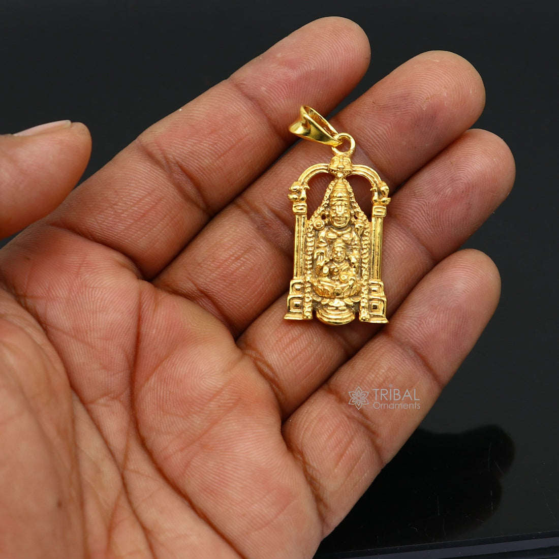 925 sterling silver vintage stylish idol Tirupati Balaji and Laxmi Pendant Narayanan gold polished pendant gifting jewelry nsp616 - TRIBAL ORNAMENTS