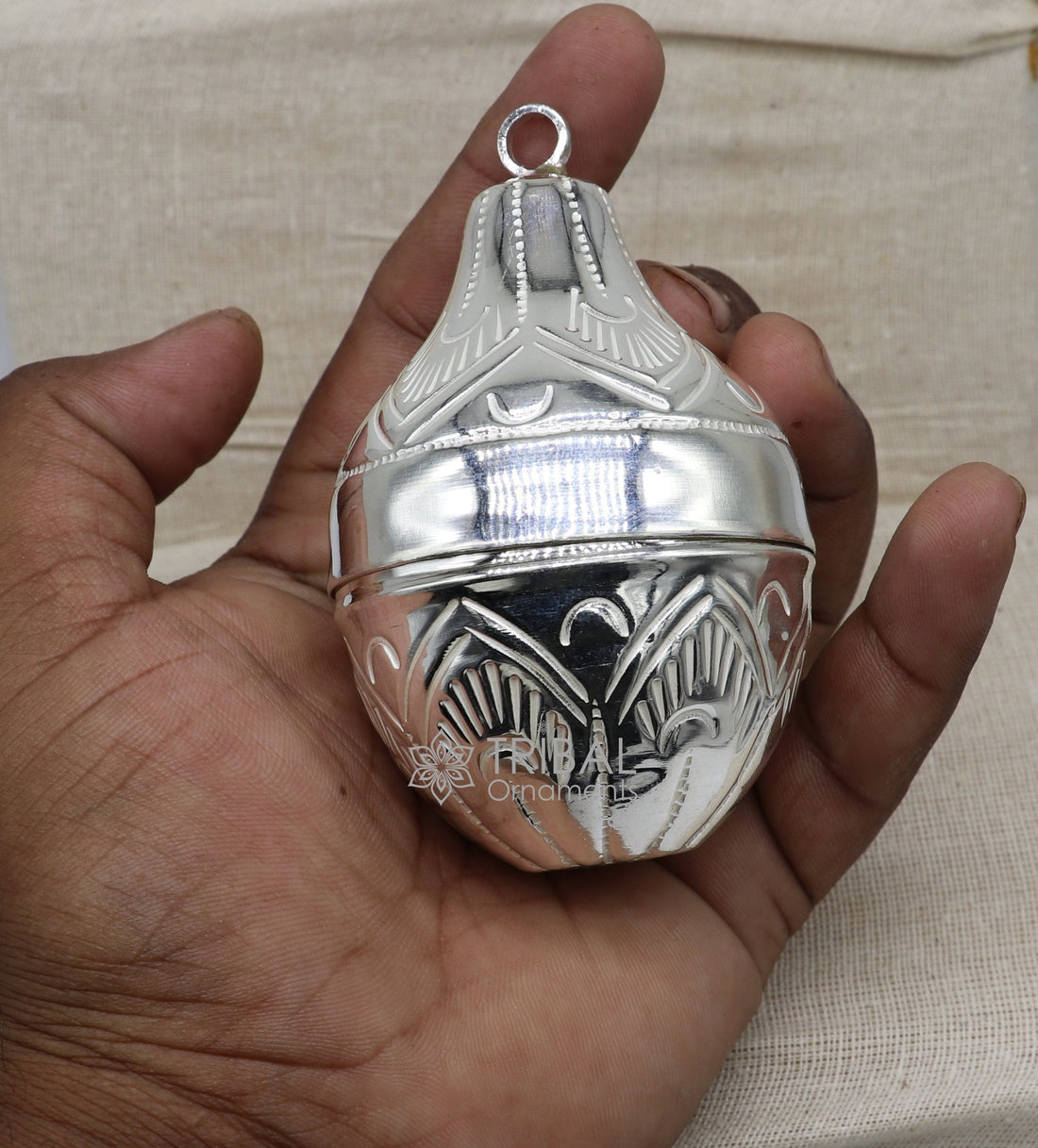 925 sterling silver handmade gorgeous cultural silver coconut for puja or worshipping, Silver nariyal for diwali puja su1113 - TRIBAL ORNAMENTS