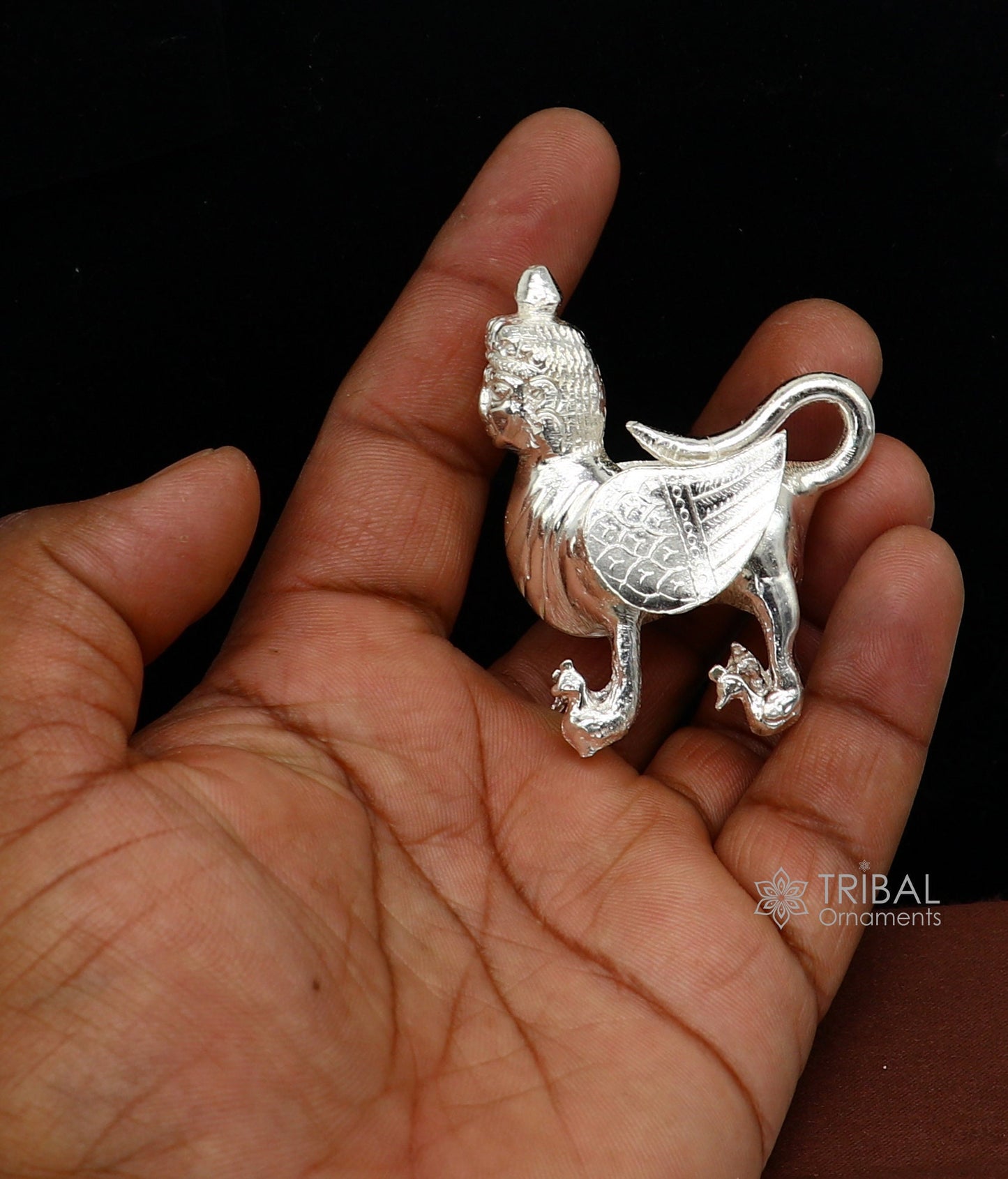 925 sterling silver Divine Kamdhenu cow, deity's cow, wishing cow, silver worshipping puja article from india art637 - TRIBAL ORNAMENTS