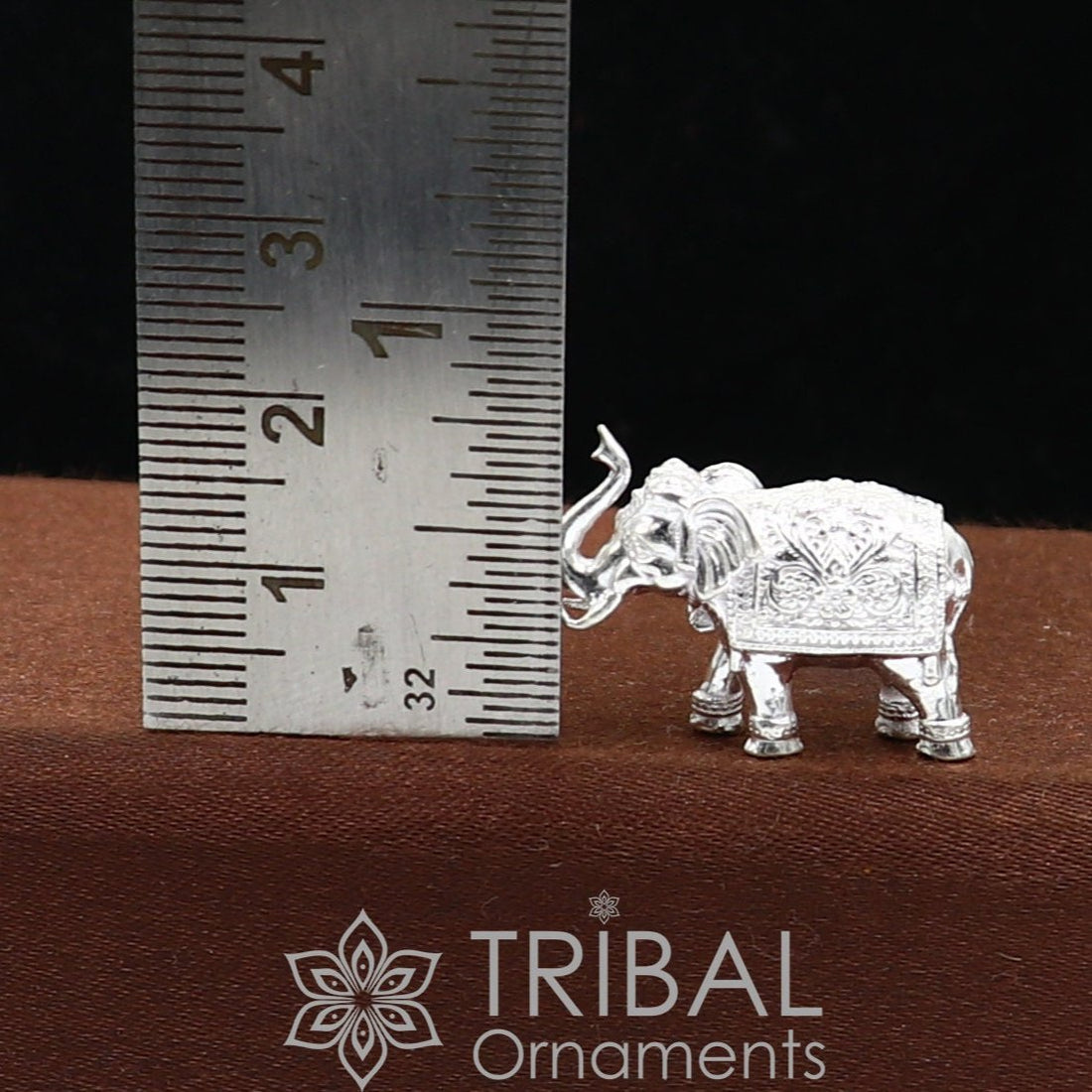 Solid 925 Sterling silver handmade design upper trunk Elephant small statue, puja article figurine,gift for wealth and prosperity art638 - TRIBAL ORNAMENTS