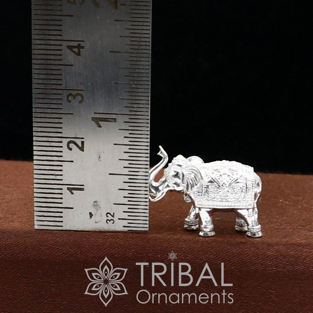 Solid 925 Sterling silver handmade design upper trunk Elephant small statue, puja article figurine,gift for wealth and prosperity art638 - TRIBAL ORNAMENTS