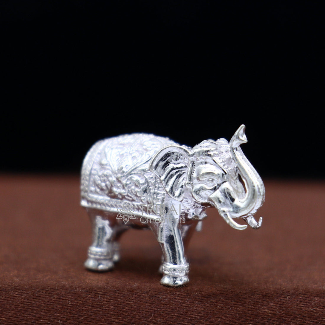 Solid 925 Sterling silver handmade design upper trunk Elephant small statue, puja article figurine,gift for wealth and prosperity art638 - TRIBAL ORNAMENTS