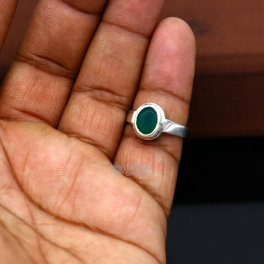 925 sterling silver handmade green onyx stone unisex ring fabulous cultural zodiac ring from Rajasthan india sr369 - TRIBAL ORNAMENTS