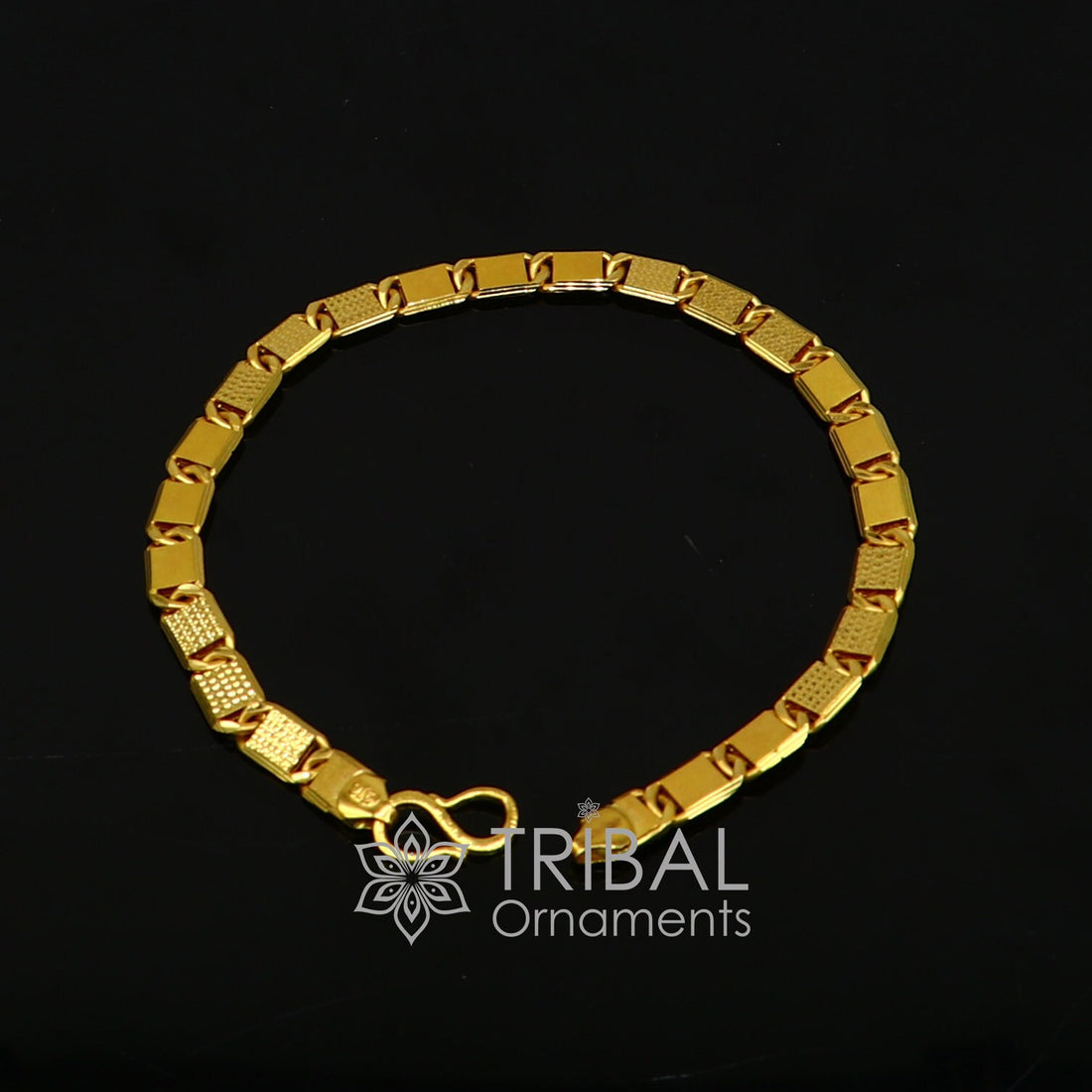 Genuine 22kt yellow gold handmade gold bar Royal Nawabi Chain Bracelet fabulous diamond cut design Best gifting men's jewelry Gbr43 - TRIBAL ORNAMENTS