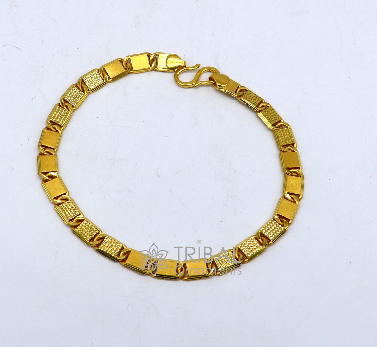 Genuine 22kt yellow gold handmade gold bar Royal Nawabi Chain Bracelet fabulous diamond cut design Best gifting men's jewelry Gbr43 - TRIBAL ORNAMENTS