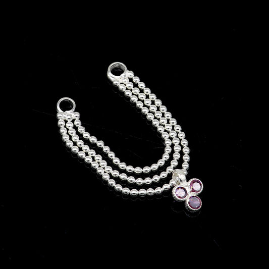 3 line beaded chain necklace for Lord Krishna Laddu Gopala Amazing design sterling silver handmade little Krishna jewelry set603 - TRIBAL ORNAMENTS