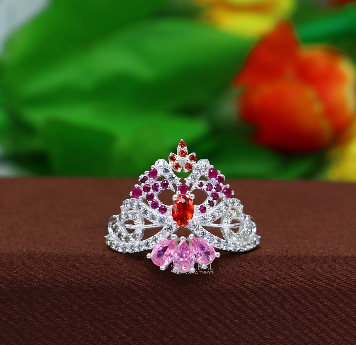 Unique design cz stone jadau handmade 925 sterling silver lord Krishna baby Mukut, amazing Laddu Gopala, crawling Krishna crown Mukut su1100 - TRIBAL ORNAMENTS