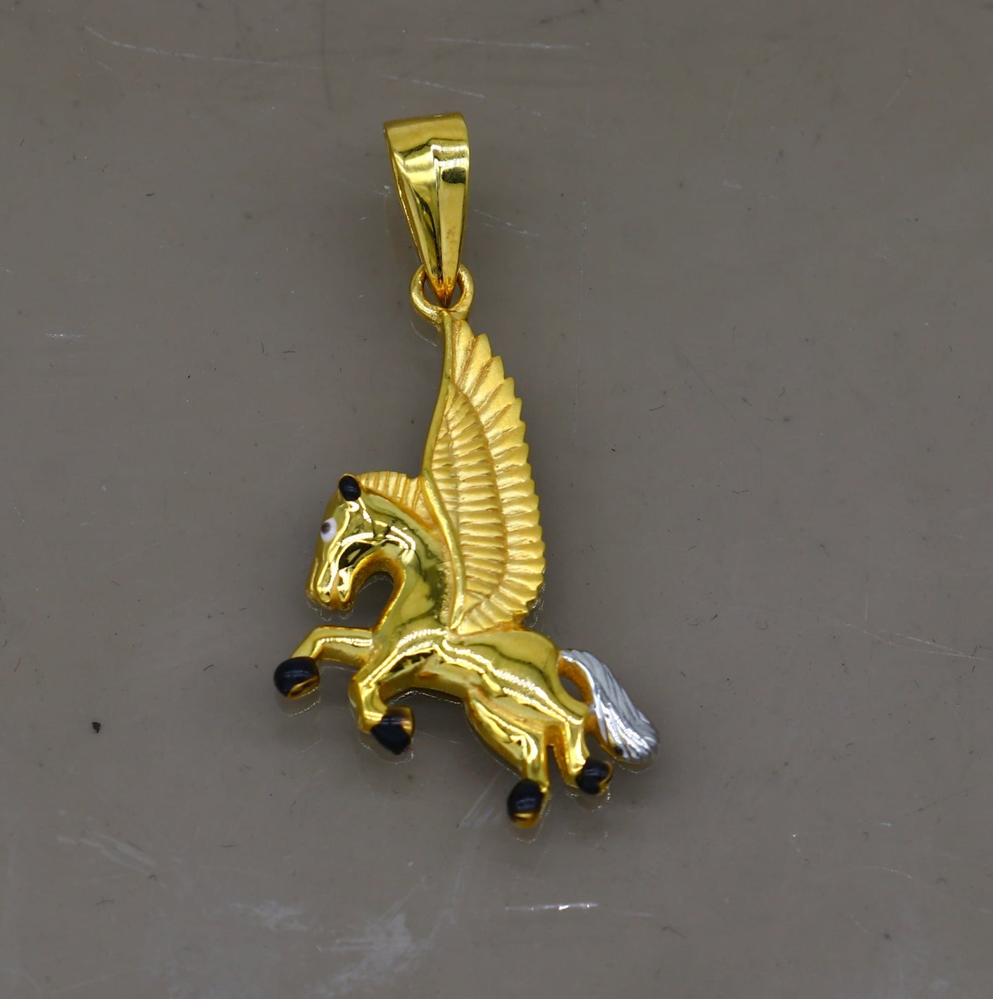22Kt yellow gold handmade divine Pegasus unicorn pendant stunning adornment that adds a touch of enchantment and allure to any outfit gp30 - TRIBAL ORNAMENTS