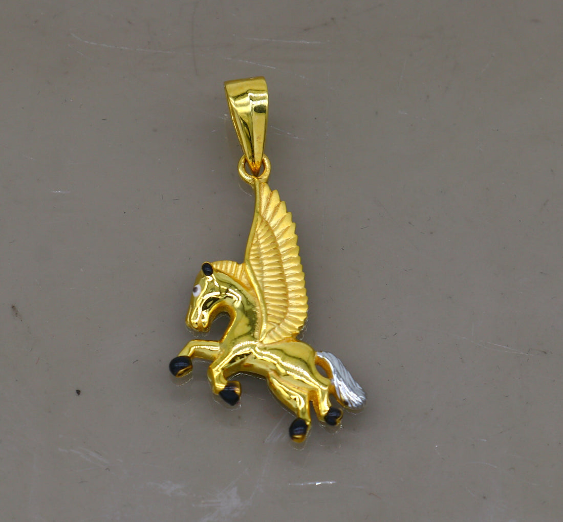 22Kt yellow gold handmade divine Pegasus unicorn pendant stunning adornment that adds a touch of enchantment and allure to any outfit gp30 - TRIBAL ORNAMENTS