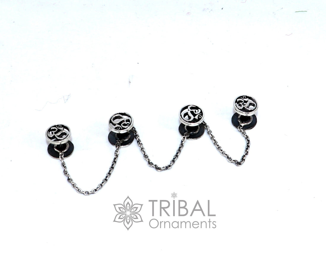 925 Sterling silver handmade gorgeous sign Aum or OM design high-quality buttons or cufflinks for kurtas, best gifting jewelry btn30 - TRIBAL ORNAMENTS