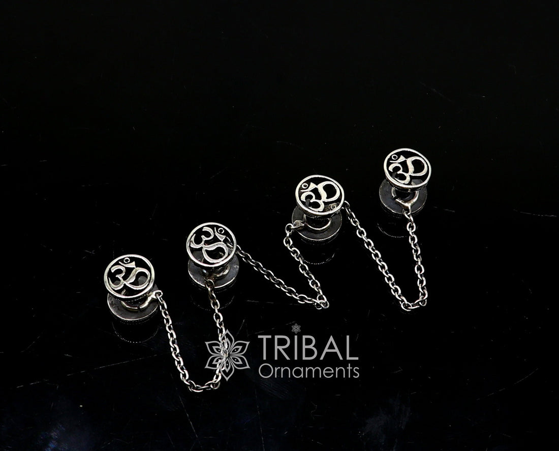 925 Sterling silver handmade gorgeous sign Aum or OM design high-quality buttons or cufflinks for kurtas, best gifting jewelry btn30 - TRIBAL ORNAMENTS