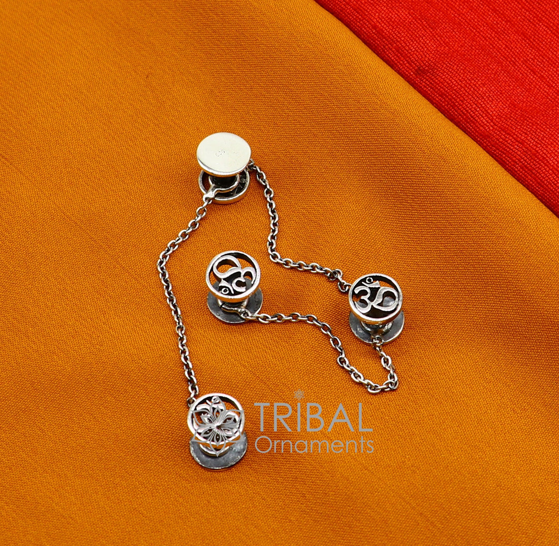 925 Sterling silver handmade gorgeous sign Aum or OM design high-quality buttons or cufflinks for kurtas, best gifting jewelry btn30 - TRIBAL ORNAMENTS
