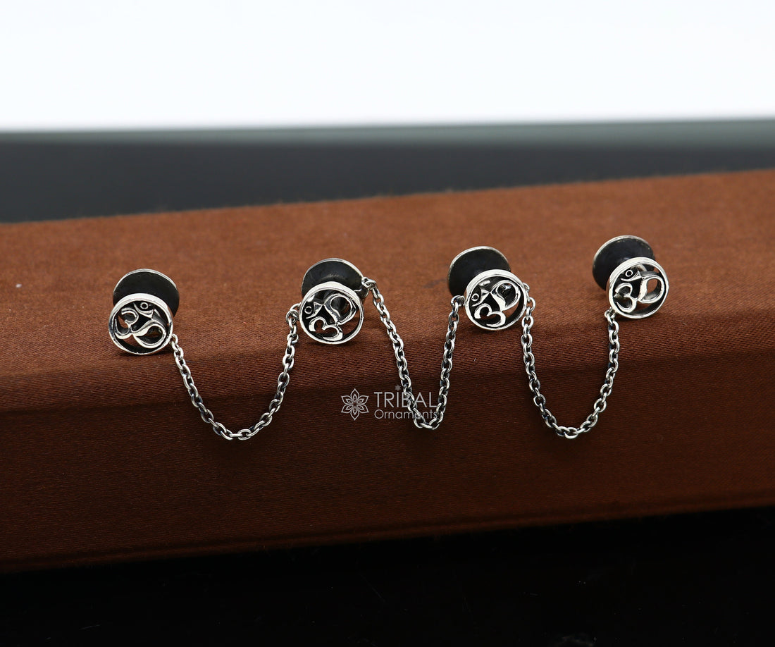 925 Sterling silver handmade gorgeous sign Aum or OM design high-quality buttons or cufflinks for kurtas, best gifting jewelry btn30 - TRIBAL ORNAMENTS