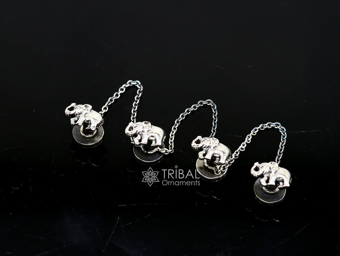 925 Sterling silver handmade amazing unique elephant shape ethnic style design buttons for men's kurta, best gifting accessories btn31 - TRIBAL ORNAMENTS