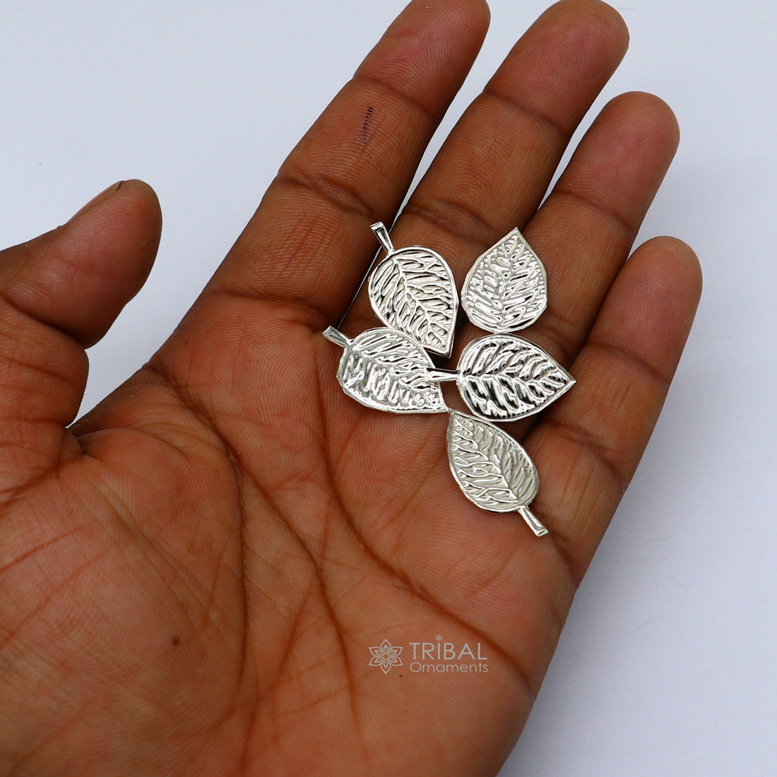 2.5cm 925 sterling silver handmade small betel leaf Paan leaf for worshipping offered to Lord Vishnu, Goddesses Laxmi and Lord Ganesh su1103 - TRIBAL ORNAMENTS