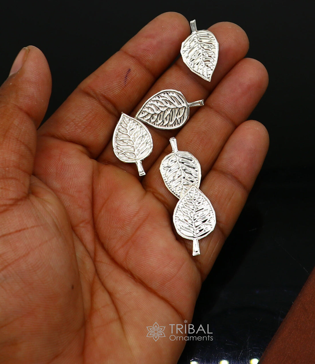 2.5cm 925 sterling silver handmade small betel leaf Paan leaf for worshipping offered to Lord Vishnu, Goddesses Laxmi and Lord Ganesh su1103 - TRIBAL ORNAMENTS