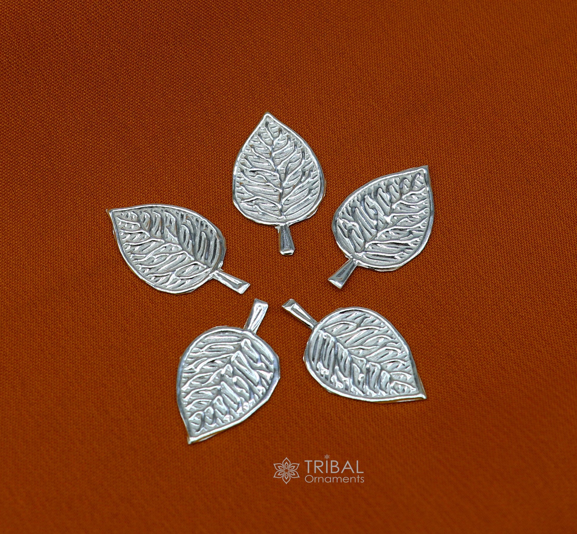 2.5cm 925 sterling silver handmade small betel leaf Paan leaf for worshipping offered to Lord Vishnu, Goddesses Laxmi and Lord Ganesh su1103 - TRIBAL ORNAMENTS
