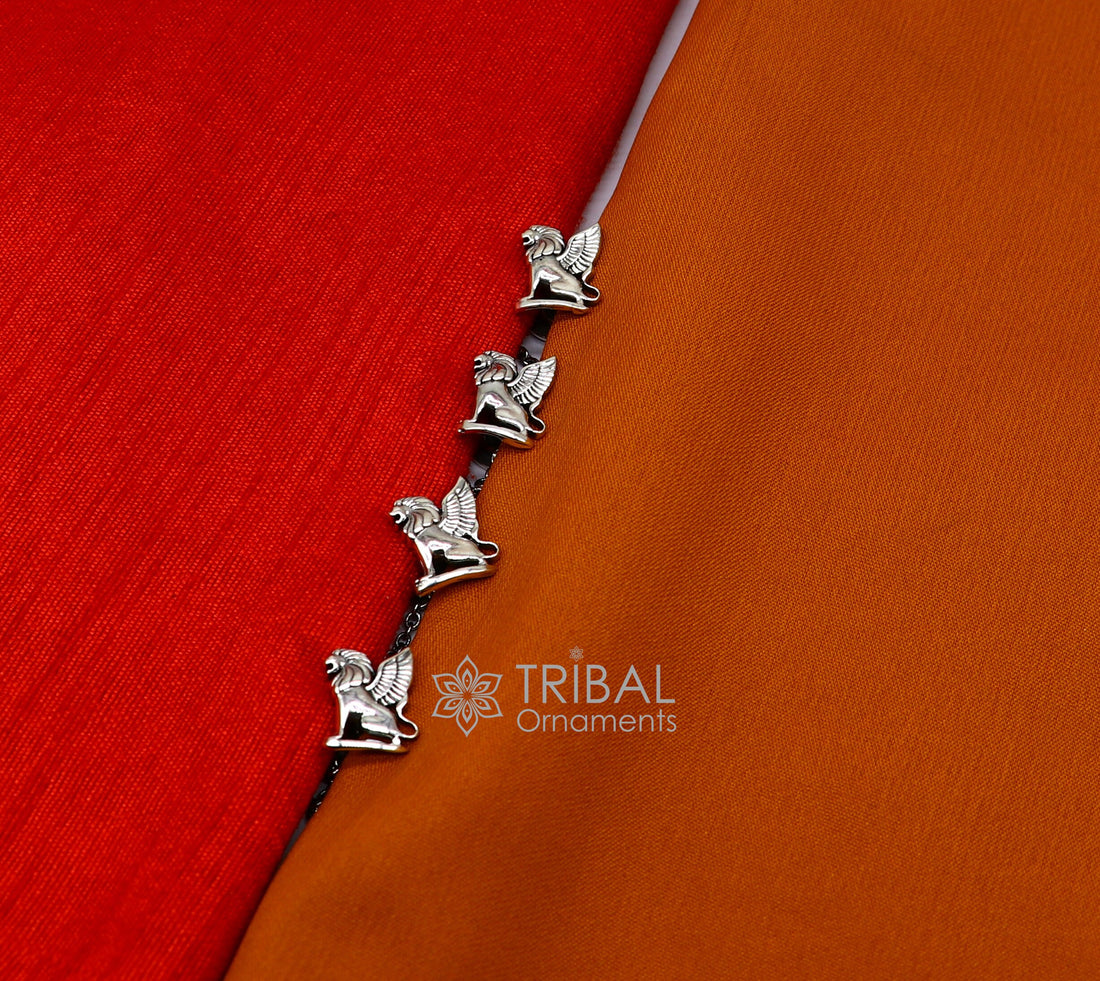 925 Sterling Silver winged lion design set of 4 kurta Buttons for Fashion Perfection, silver cufflinks, cultural trendy jewelry btn34 - TRIBAL ORNAMENTS