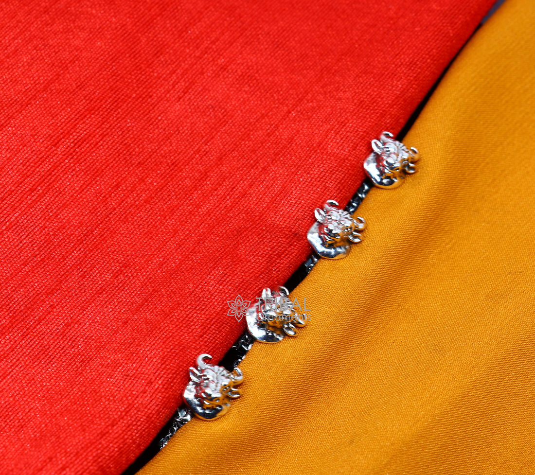 Bull head design 925 Sterling Silver set of 4 kurta Buttons for Fashion Perfection, silver cufflinks, cultural trendy jewelry btn38 - TRIBAL ORNAMENTS