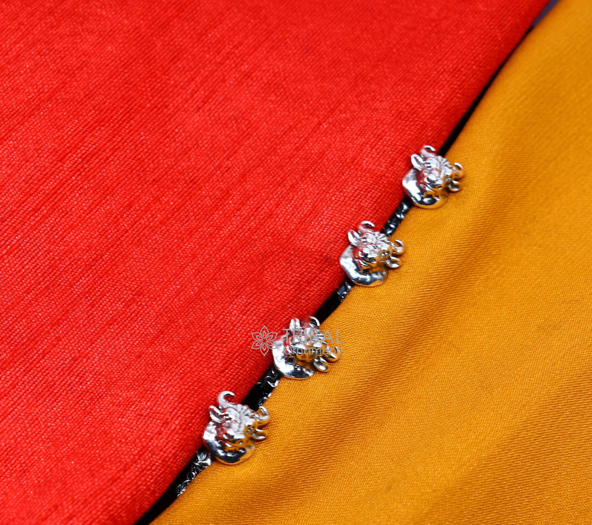 Bull head design 925 Sterling Silver set of 4 kurta Buttons for Fashion Perfection, silver cufflinks, cultural trendy jewelry btn38 - TRIBAL ORNAMENTS