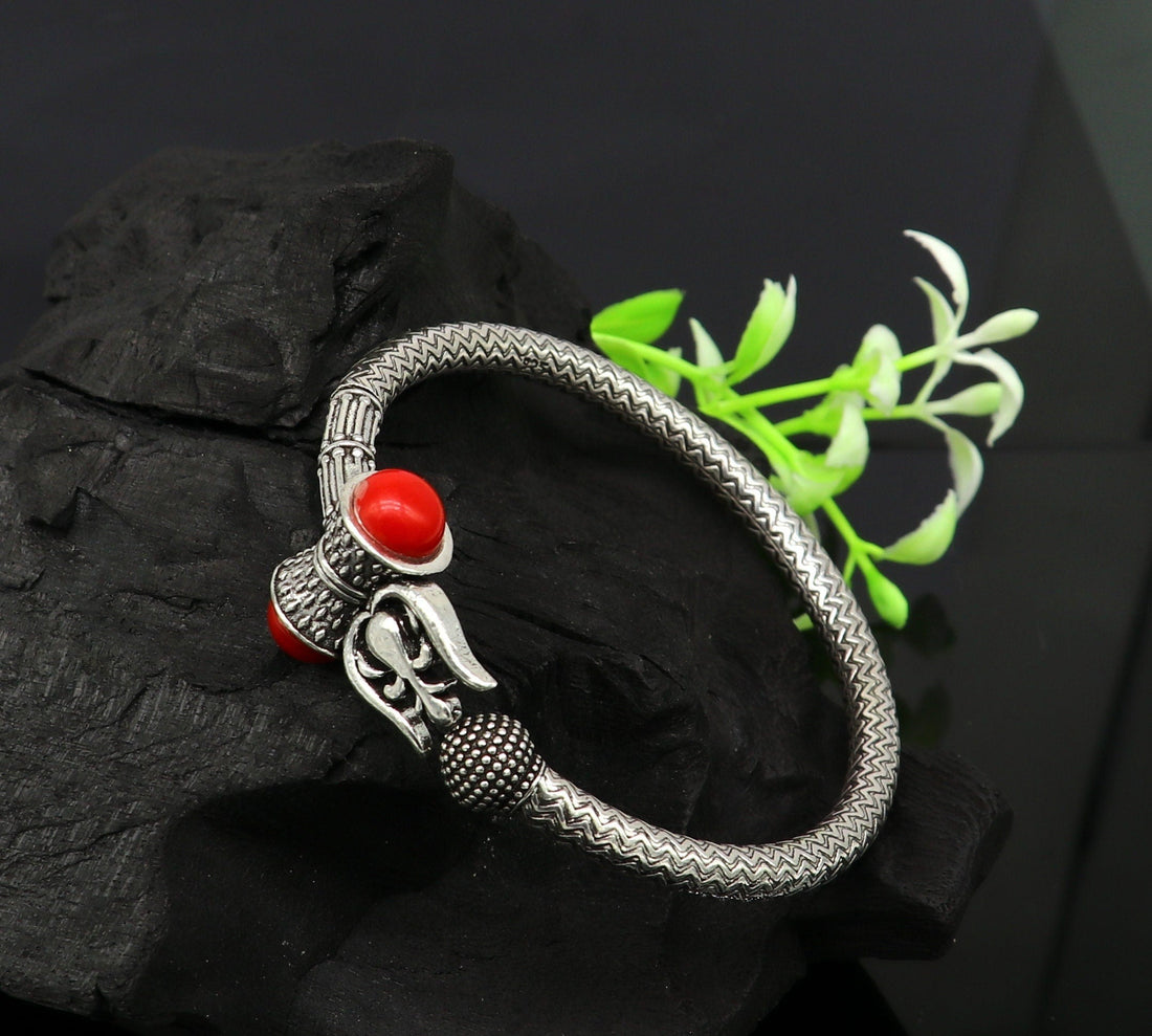 925 sterling silver idol shiva trident or trishul bange, super customized gift Babubali bangle kada bracelet unisex designer jewelry nssk302 - TRIBAL ORNAMENTS