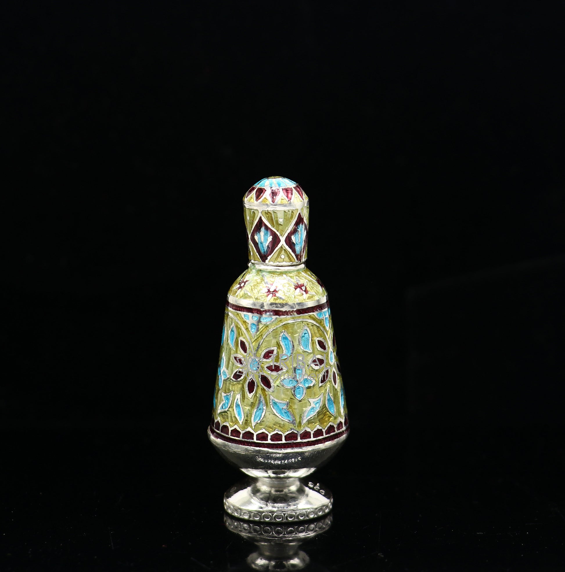 925 Sterling silver handmade fabulous trinket box, gorgeous container box, casket box, sindoor box, enamel work brides gifting box stb790 - TRIBAL ORNAMENTS