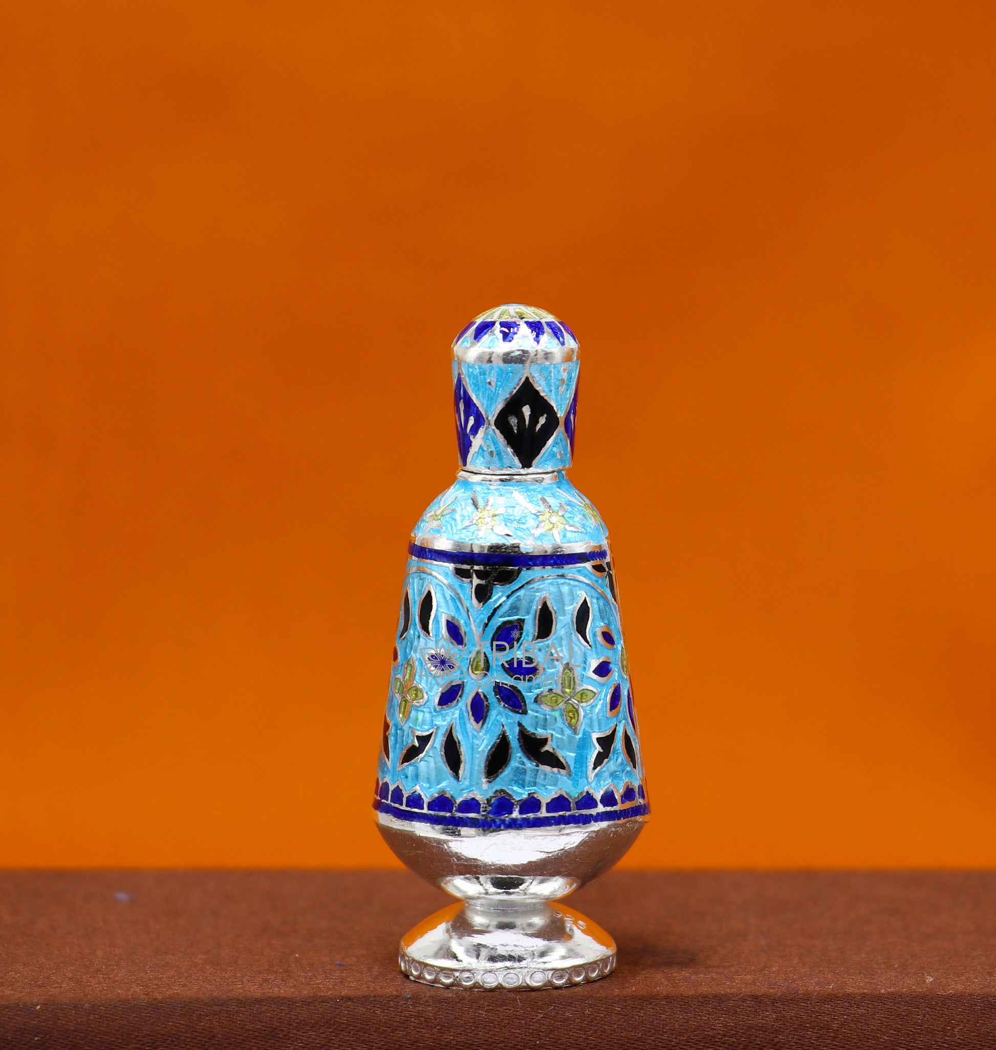 Enamel work 925 Sterling silver handmade fabulous trinket box, gorgeous container box, casket box, sindoor box brides gifting box stb791 - TRIBAL ORNAMENTS