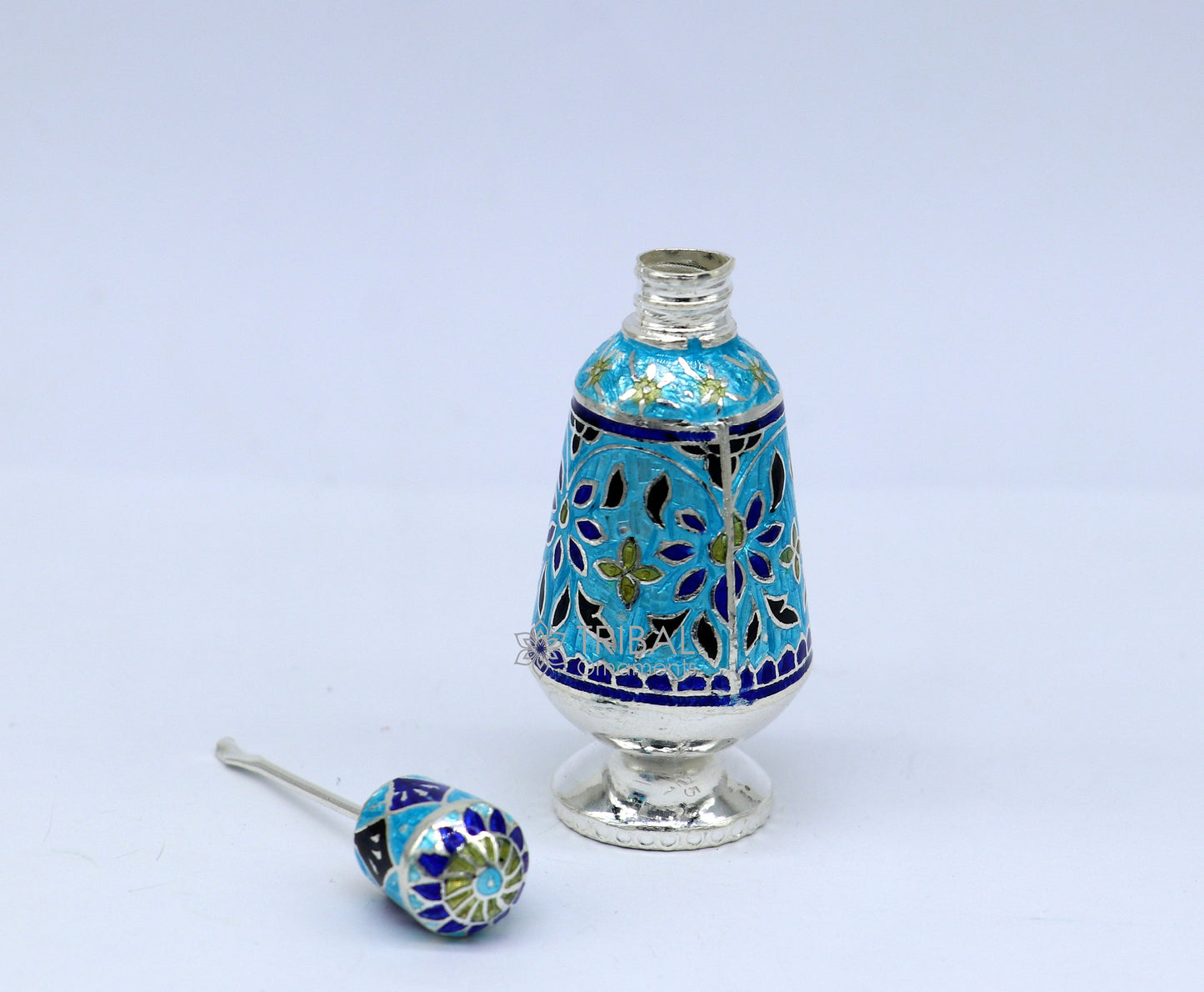 Enamel work 925 Sterling silver handmade fabulous trinket box, gorgeous container box, casket box, sindoor box brides gifting box stb791 - TRIBAL ORNAMENTS