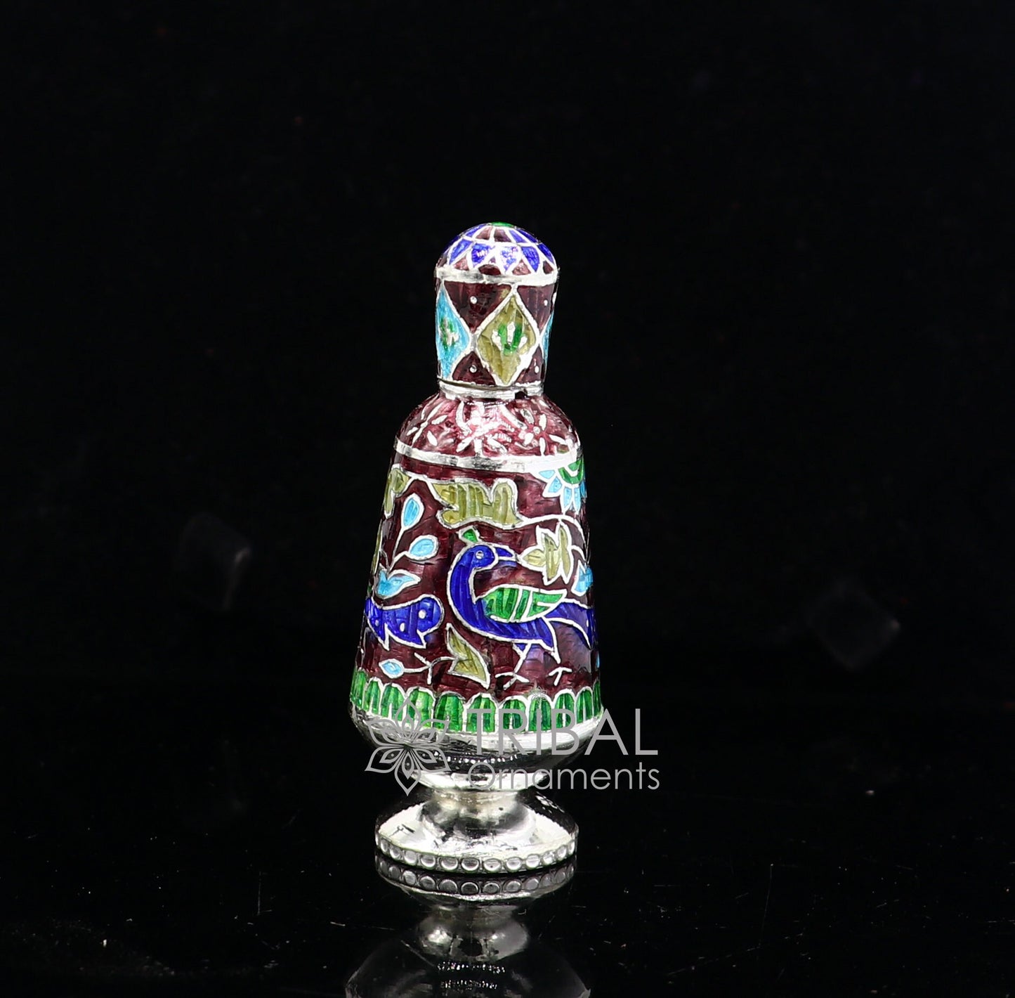 925 Sterling silver handmade fabulous trinket box, gorgeous container box, casket box, sindoor box, enamel work brides gifting box stb793 - TRIBAL ORNAMENTS