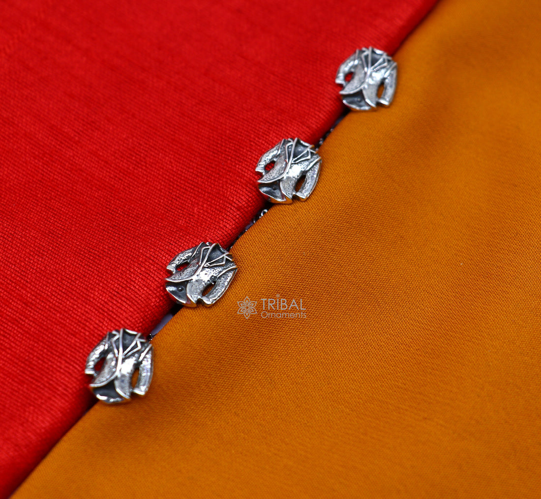 Blazer suit design 925 Sterling Silver set of 4 kurta Buttons for Fashion Perfection, silver cufflinks, cultural trendy jewelry btn47 - TRIBAL ORNAMENTS