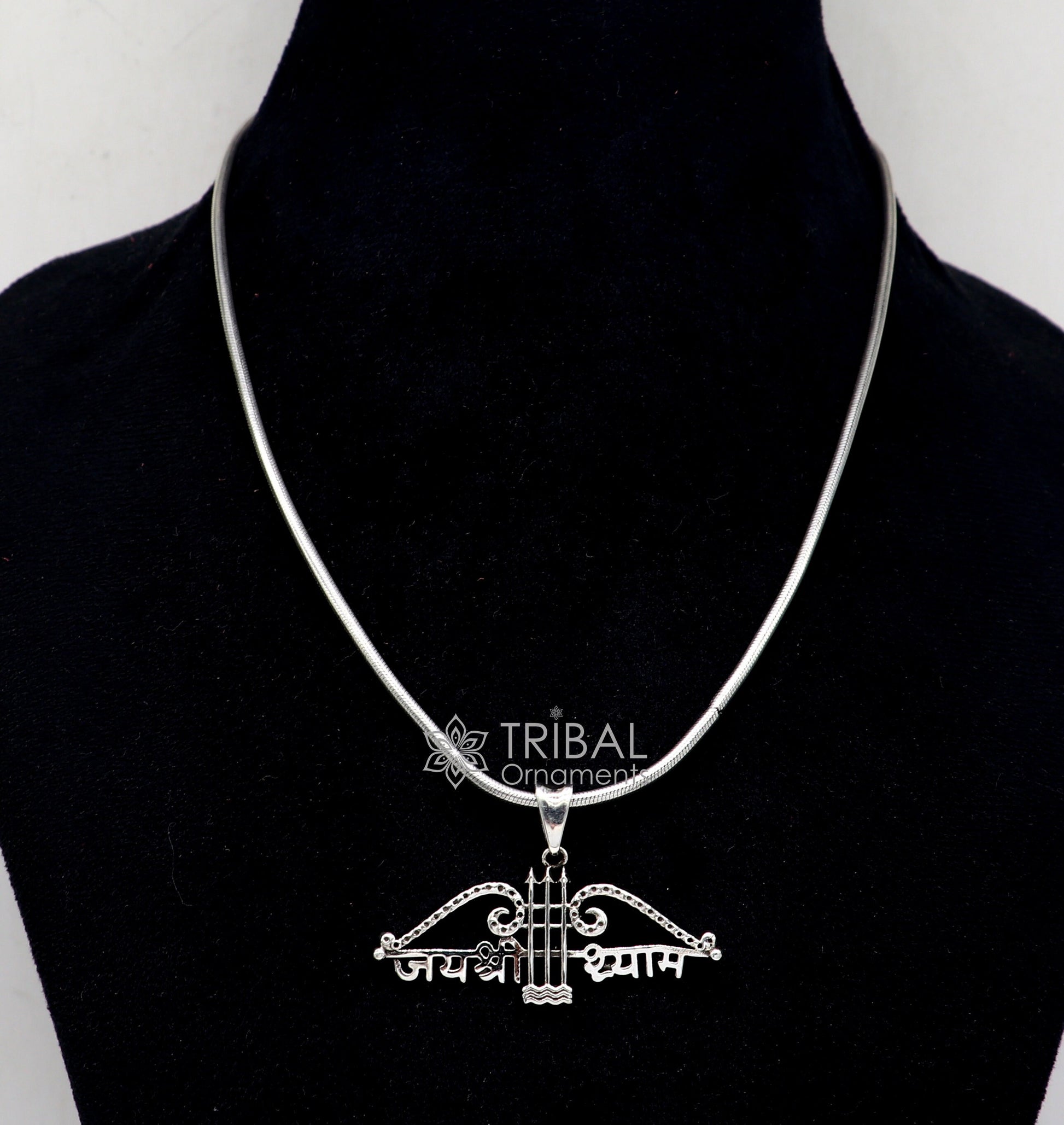 925 sterling silver Trendy Khatushyam ji Dhanush pendant, unique "Jai Shree Shyam" pendant for both girls and boys jewelry ssp622 - TRIBAL ORNAMENTS
