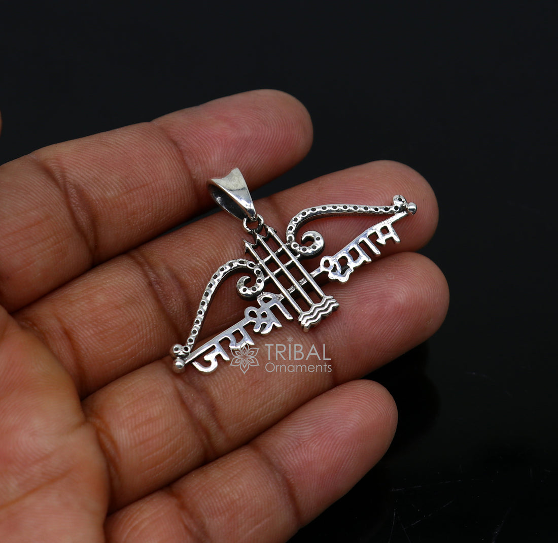 925 sterling silver Trendy Khatushyam ji Dhanush pendant, unique "Jai Shree Shyam" pendant for both girls and boys jewelry ssp622 - TRIBAL ORNAMENTS