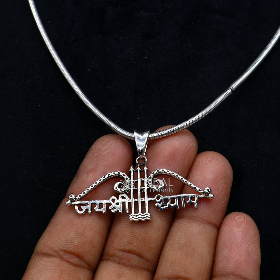 925 sterling silver Trendy Khatushyam ji Dhanush pendant, unique "Jai Shree Shyam" pendant for both girls and boys jewelry ssp622 - TRIBAL ORNAMENTS