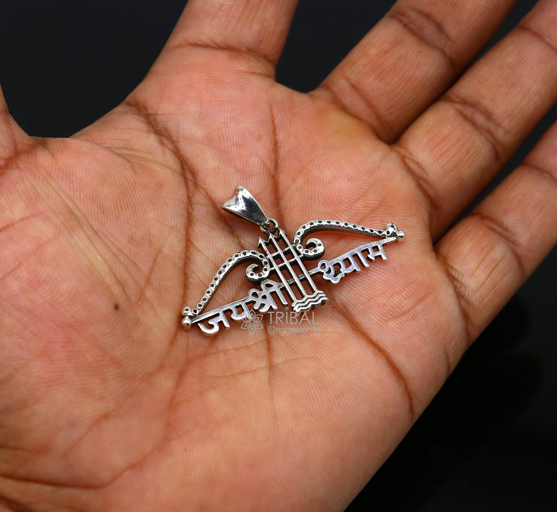 925 sterling silver Trendy Khatushyam ji Dhanush pendant, unique "Jai Shree Shyam" pendant for both girls and boys jewelry ssp622 - TRIBAL ORNAMENTS