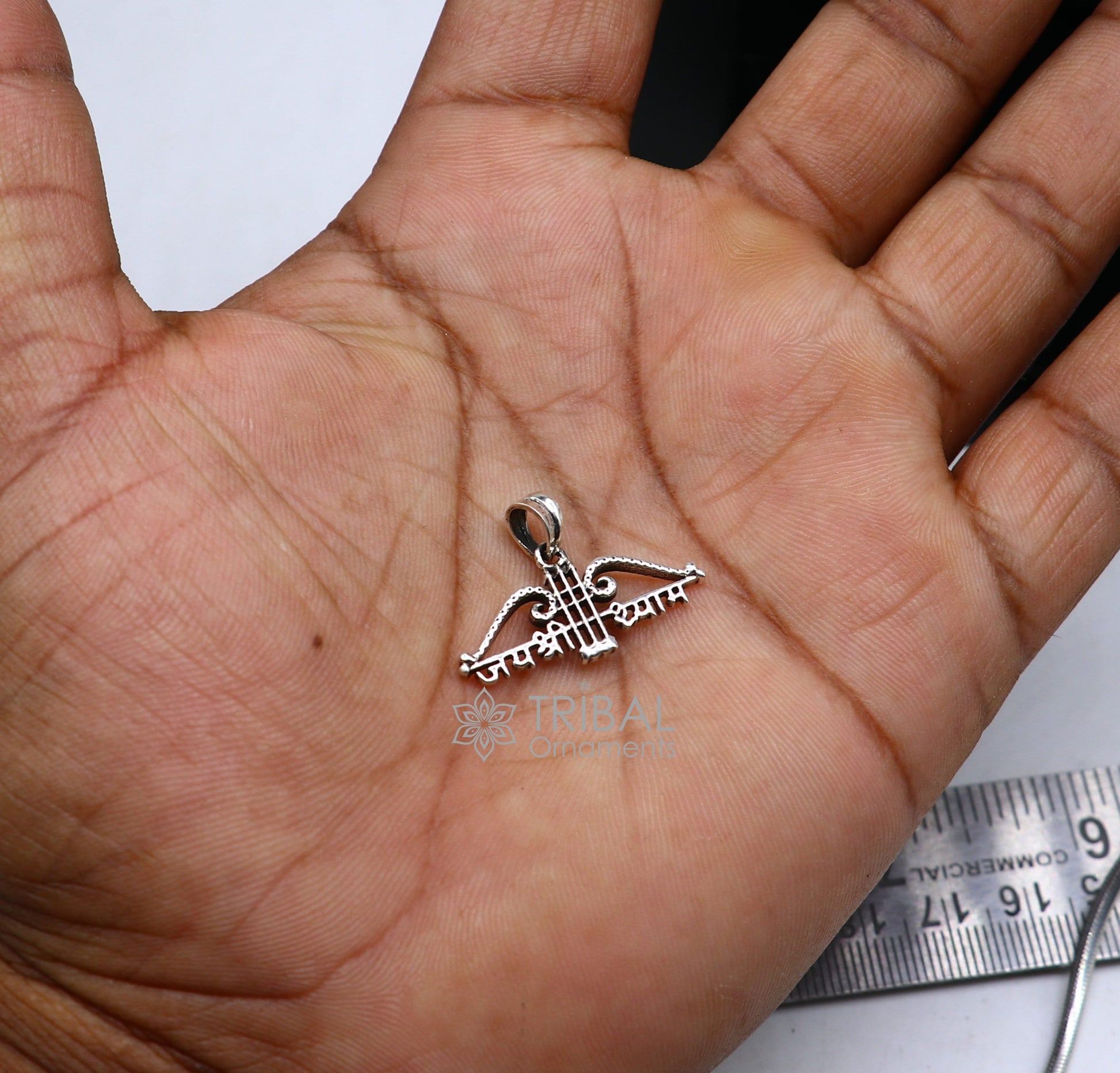 925 sterling silver Trendy Divine Khatushyam ji Dhanush pendant, unique "Jai Shree Shyam" pendant for both girls and boys jewelry ssp623 - TRIBAL ORNAMENTS